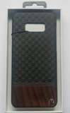 Uunique Mode Diamond Emboss & Rosewood Hard  Hard Shell Case for Samsung S8 Plus - Black/Brown