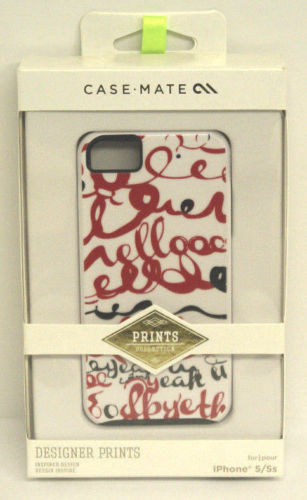 Case-Mate Prints Collection Designer Prints Case for iPhone 5/5s - Red words/White - Equipment Blowouts Inc.