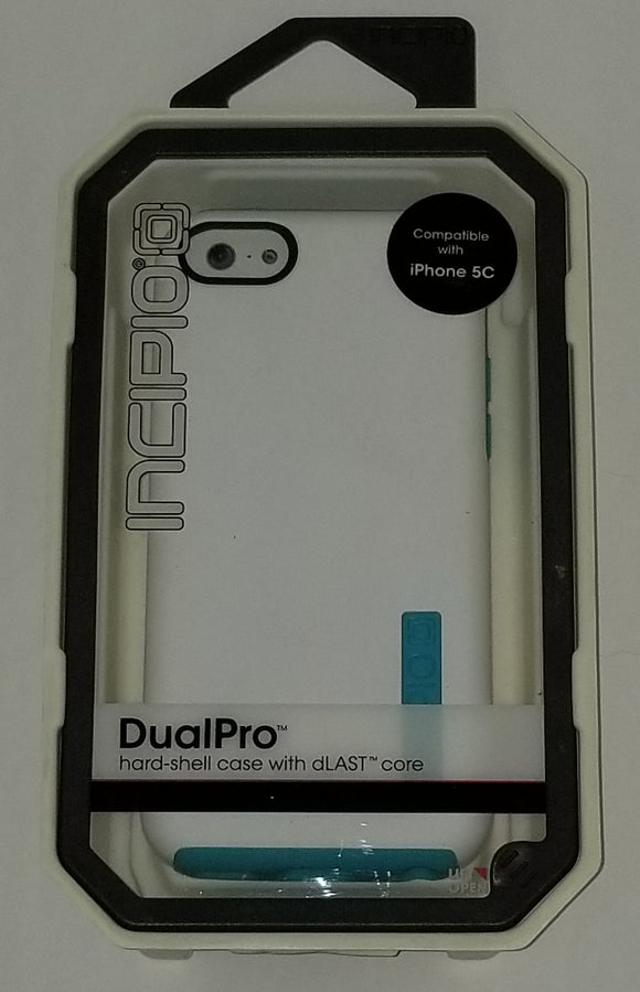 Iphone 5c Dual Pro Hardshell case with dlast core White and teal (BY INCIPIO) - Equipment Blowouts Inc.