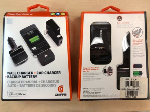 Griffin PowerDuo Reserve Car/Wall Charger/Backup Battery iPhone 4S 4 3G 3GS iPod - Equipment Blowouts Inc.