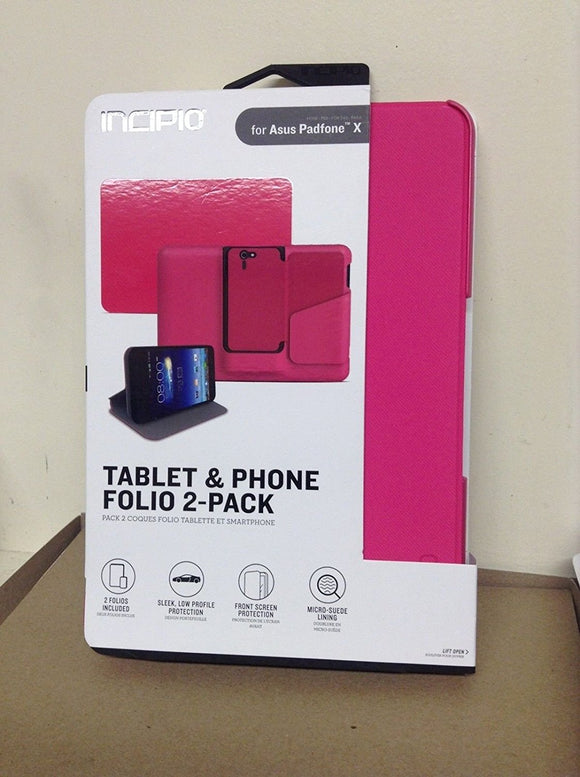 INCIPIO Tablet and Phone Folio 2-pack for the ASUS Padfone X - Pink - Equipment Blowouts Inc.
