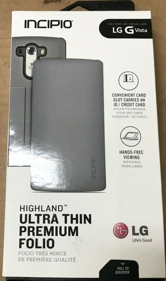 NEW Incipio Highland Ultra Thin Premium Folio for LG G Vista - Gray / Silver