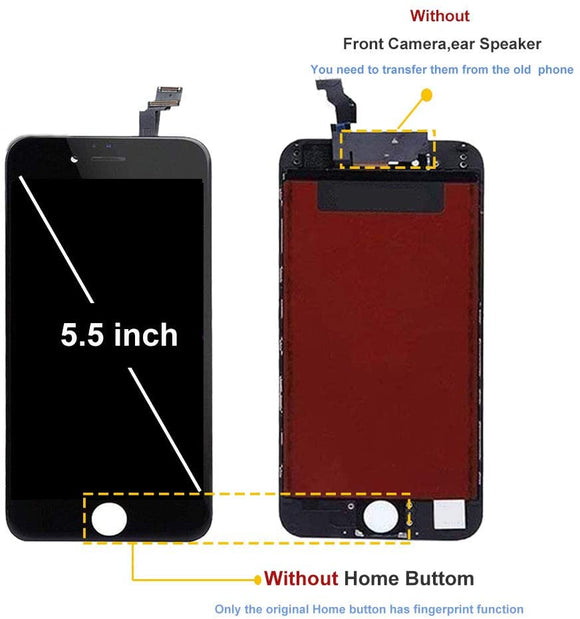 Compatible With iPhone 6 Plus Screen Replacement with Digitizer & LCD Display Replacement  (Black Compatible With iPhone 6 Plus，5.5Inch)