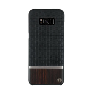 Uunique Mode Diamond Emboss & Rosewood Hard  Hard Shell Case for Samsung S8 Plus - Black/Brown - Equipment Blowouts Inc.